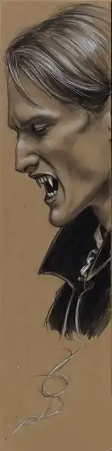 Free vampire bookmark featuring a vampire on a tan background